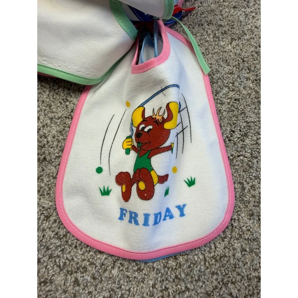 Days of the Week Bib Set Kids OS Multi Fair Vintage Style Animal 7pk